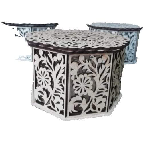 Home Decorative Hexagonal Storage Box Jewelry Chocolate Candy Stylish Elegant Wood Special Occasions Gift White Elephant Female Multi-Purpose