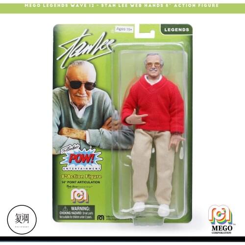 Mego Marvel Legends Stan Lee Spider-Man Gesture Action Figure 8 Inch Pvc&Cloth Collectible Halloween Gift Toys For Boys