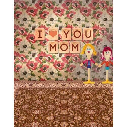 I Love You Mom Flowers Photography Backdrops Photo Props Studio Background 5x7ft