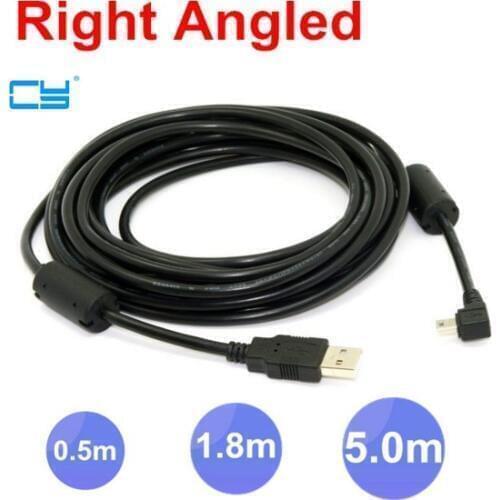 USB 2.0 Male to Mini USB Left & Right Angled 90 Degree Cable 0.5m 1.8m 5m 50cm 180cm for Camera MP4 Cell Phone Tablet Smartphone