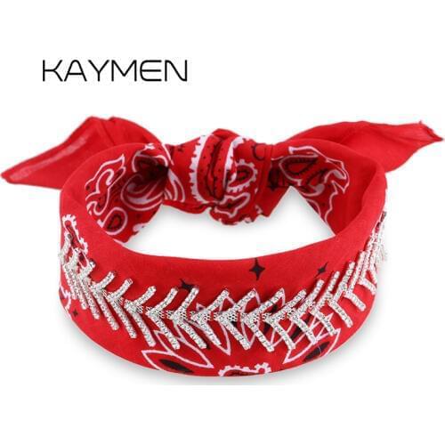 KAYMEN Fashion 4 Colors Scarf Inlaid Fishbone Style Shining Rhinestones Choker Necklace for Girl Silver-Plated Bijou
