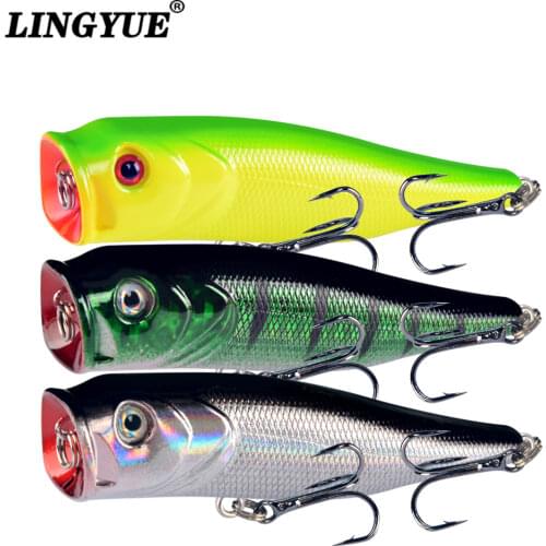 2018 LINGYUE Hot Model fishing lures, hard bait solid color,popper 85mm 13.4g,floating topwater baits