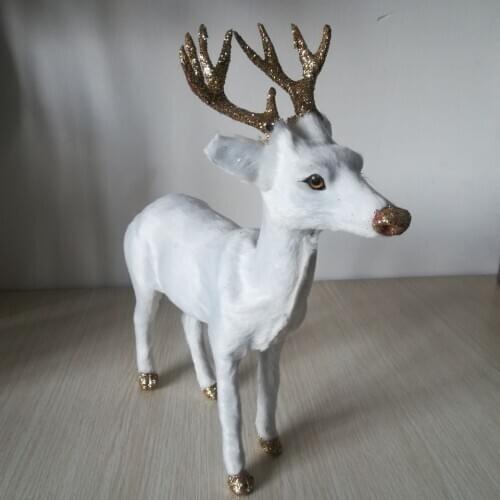 Cute simulation deer toy plastic&fur handicraft white deer doll gift about 24x23cm