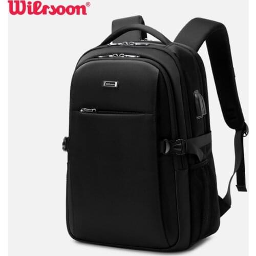 Wiersoon Fashion Men Backpacks USB Charging Laptop Backpack School Business Travel Bags Headphone Hole Waterproof Backpack