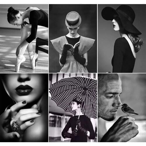 5D DIY Square/round Diamond Painting Black And White Fashion Dream Mosaic Embroidery Set Cross Stitch High Quality Handmade Gift