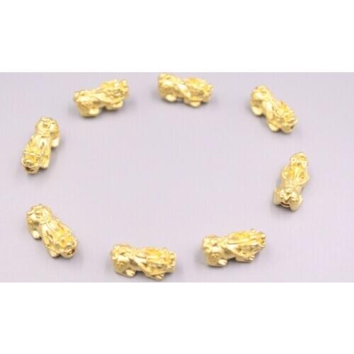 New Pure 24K 3D Yellow Gold Pendant 16x7mm PiXiu Beads About 0.5g For Bracelet Necklace DIY Accessories