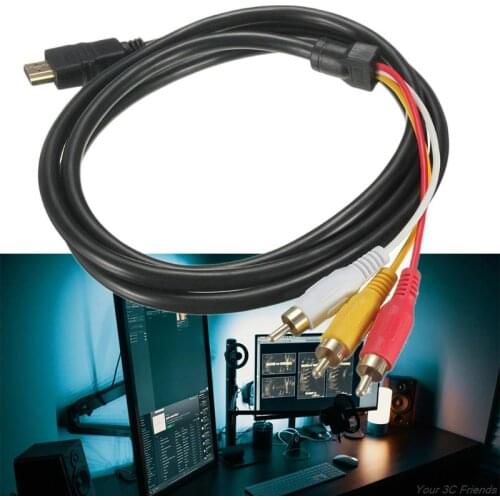 HDMI to RCA Cable, HDMI Male to 3-RCA Male Video Audio AV Cable Connector Adapter Transmitter for HDTV,5ft/1.5m S06 21 Dropship