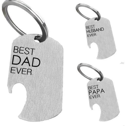 Fathers Day gift Best papa/dad/grandpa ever stainless steel mini portable bottle opener keychain for husband gifts