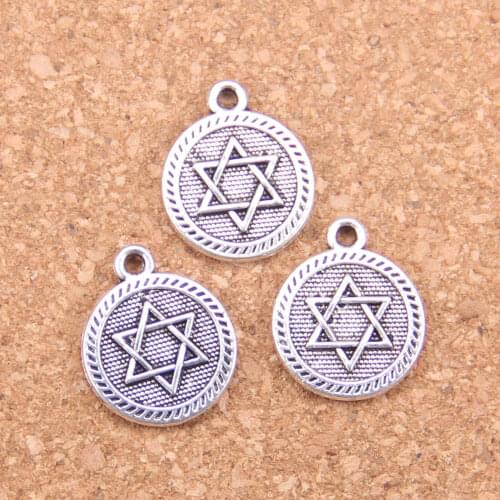 14pcs Charms star of david shield of david 15mm Antique Pendants,Vintage Tibetan Silver Jewelry,DIY for bracelet necklace