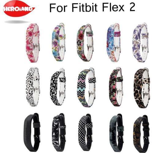 Silicone Classic Wrist Band Watch Strap for Fitbit Flex 2 Watchbands Bracelet High Quality Adjustable Floral Prints watch band