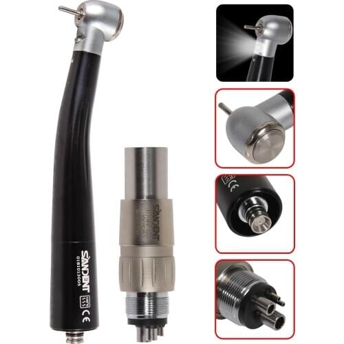 Dental LED E-generator Self-sufficient Power High Speed Triple Water Spray Handpiece/Quick Coupler 4 Hole Fit NSK SANDENT