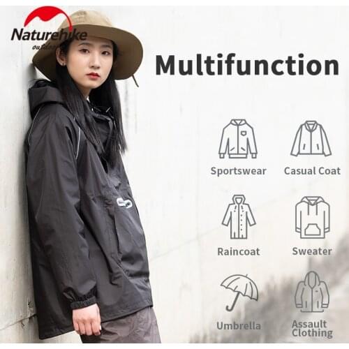 Naturehike Ultralight 320g Short Sports Raincoat Woman/Man Fashion Nylon Running Poncho Outdoors Camp Hiking Rain Jacket Hooded