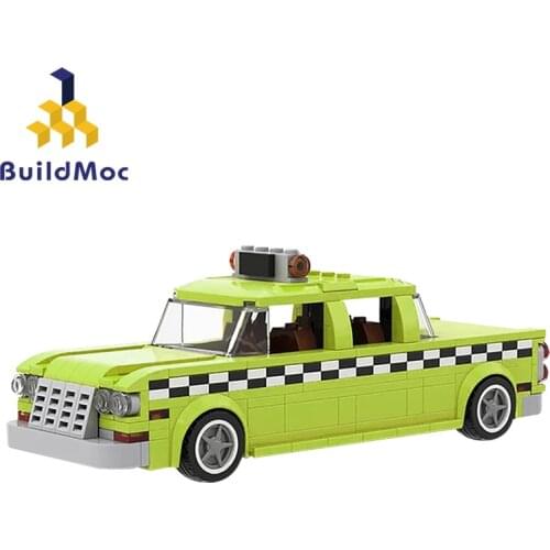 BuildMoc Technical Car Taxi Driver Checker Marathon Building Blocks Technical Model Vehicle Creator Education Toys for children