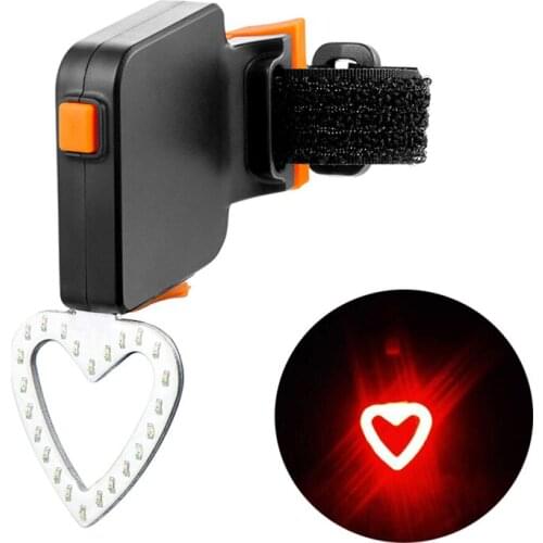 Bicycle LED Light All For Night Riding Mountain Bike Accessories USB Rechargeable Tail Light Heart-Shaped Personalized Taillight