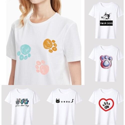 Womens Fashion Simple T-shirt Sweet Style Casual Slim Simple Color Feather Series Printed Top O-Neck Commuter Comfortable Top