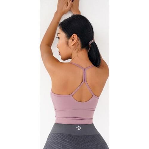 Soft Nylon Workout Fitness Bras Crop Tops Women Plain Running Yoga Sport Bras Tops Push Up Training Gym Tank Top