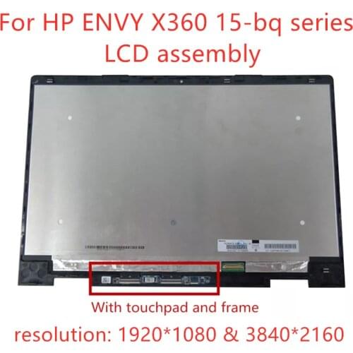 Free shipping 15.6" LED LCD Touch Screen Assembly+Frame replace For HP Envy X360 15-bq series 15-bq102ng 15-bq075nr 15-bq100nl