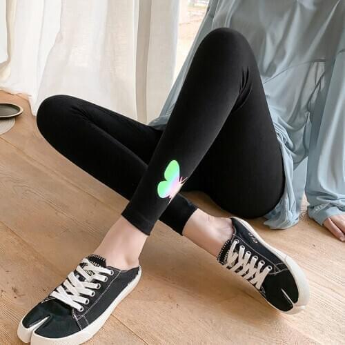 0221# Maternity Clothes Cotton Stretch Maternity Leggings Adjustable Elastic Waist Slimming Pencil Pants