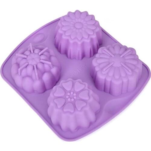 Kapmore 1pc Cake Mold Flower Shape 4-Cavity Release Soft Mooncake Mold Baking Mold Baking Tools Accessories Random Color