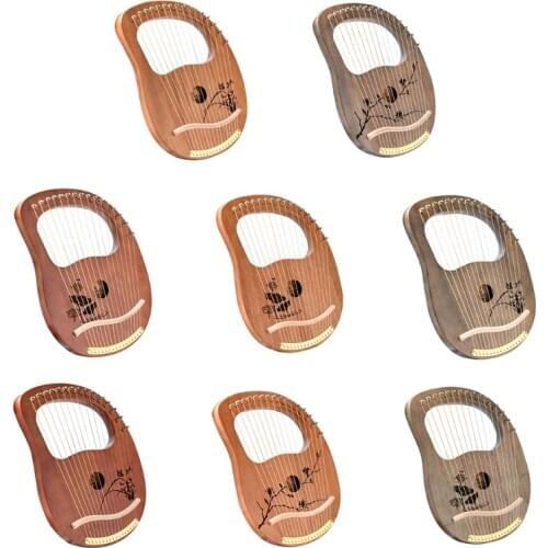 16 Metal Strings Handheld Lyre Harp Mahogany Body Classical Musical Instrument Gift with Cloth Carry Bag