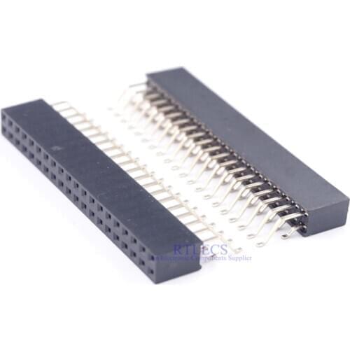 20 pcs SMT PCB Female Header 2.54 mm 0.100" Pitch 2x20 Pin 40 Position Dual Row Right Angle Surface Mount horizontal