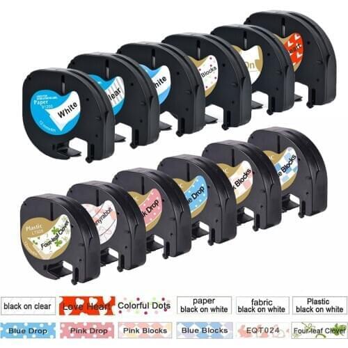 3pcs 91201 91331 12267 label tape plastic and paper compatible for LT-100H dymo label printer 12mm dymo letratag 18769 91200