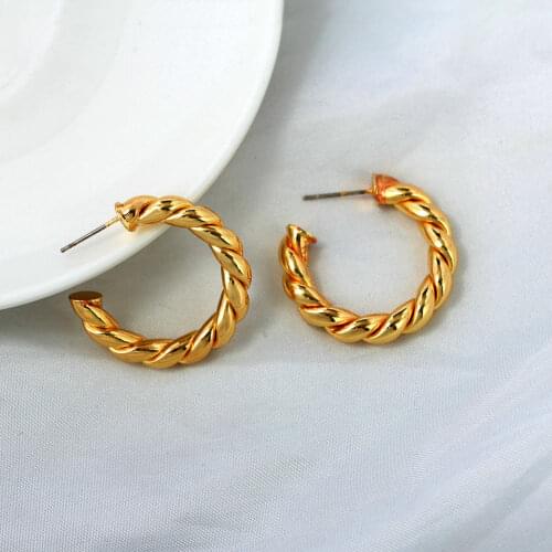 3CM Fashion Gold Color Big Hoop Earrings for Women Twisted Circle Geometric Brass Earrings Female Minimalist Jewelry Gift