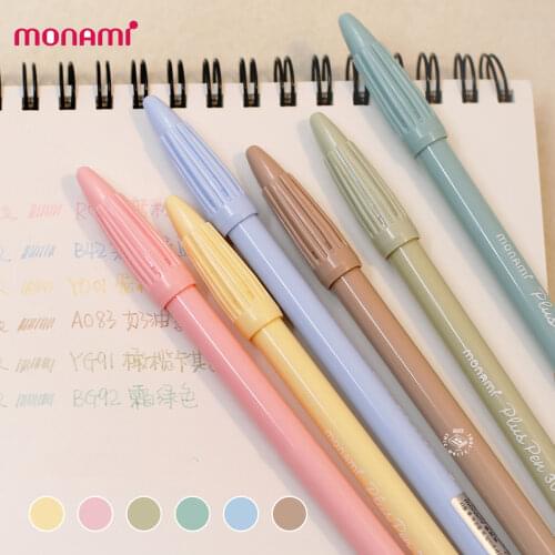 6pcs New Color Korea Monami Plus Pen 3000 Cream Color Watercolor Pen Macaron Light Fiber Pen Free Shipping