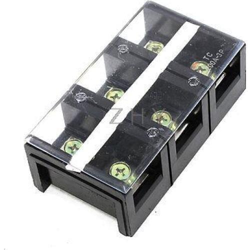 600V 200A Double Rows 3P 3 Positions Covered Barrier Screw Terminal Block
