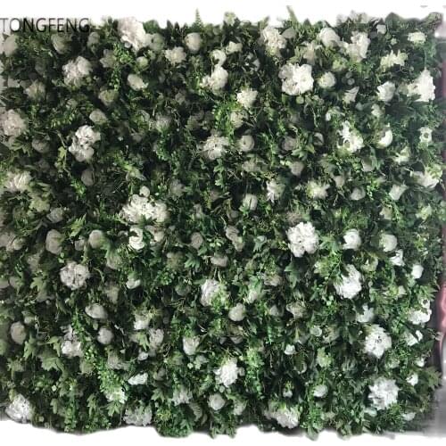 24pcs/lot Artificial silk hydrangea rose 3D flower wall wedding backdrop decoration plant wall decoration WHITE TONGFENG