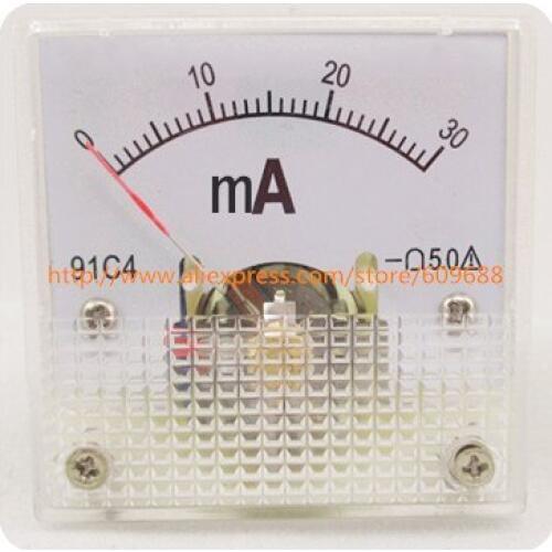 91C4 Accuracy DC Current Panel Ammeter 91C4-MA Class 45*45 20mA 30mA 50mA 100mA 200mA 500mA