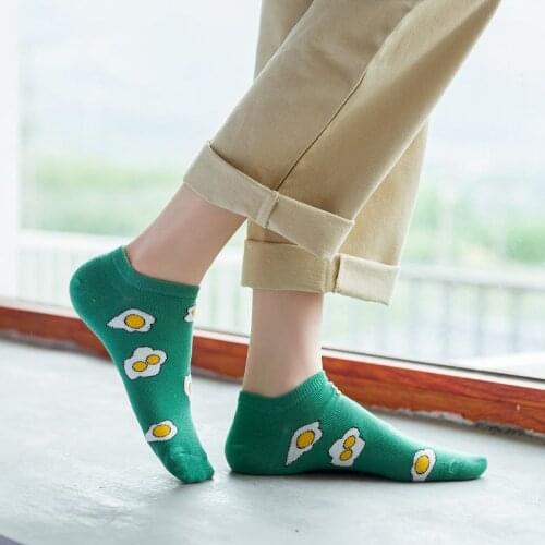 Anewmorn Cotton Ins Street Socks Japanese Style Trendy Cartoons Men Women Socks Asakuchi Spr.&Aut. Cute Rainbow Strawberry Sukka