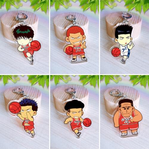 Anime Slam Dunk Keychain Cartoon Figure Akagi Hanamichi Sakuragi Rukawa Mitsui Acrylic Pendant Keyring