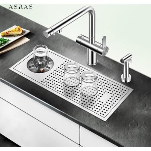 Bar Counter kitchen Cup Rinser Sink 304 Stainless Steel Handmade Brushed Cup Washer Sink For Milk Tea Cafe Fast Food Shop