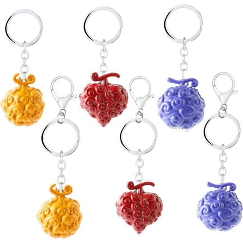 One Piece Devil Fruit Keychains Cursed Ace Law Metal Pendant Anime Keyring Holder Brelok Chaveiro Llaveros For Men Women Cosplay