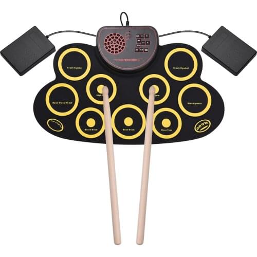 Roll-up Electronic Drum Pad Silicon Digital Drum 3.5mm Microphone Input Headphone Monitoring External Speaker