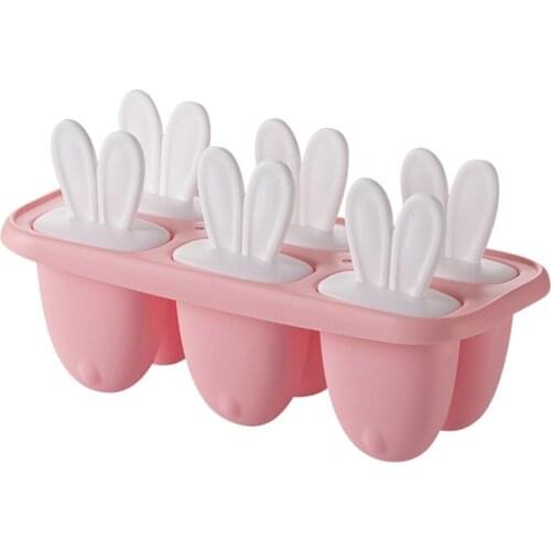 6-Cavity Bunny Ear Shape Ice Cream Mold Ice Cream Molds, 6 Reusable Molds, Homemade Molds, Ice Cream, for Babies and Adults