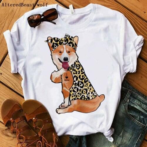 Corgis Dog I Love Mom T-shirt Women Summer harajuku Mama T-shirt Leopard Bandana Bow T Shirt Female Hip Hop 2021 Tshirt Clothes