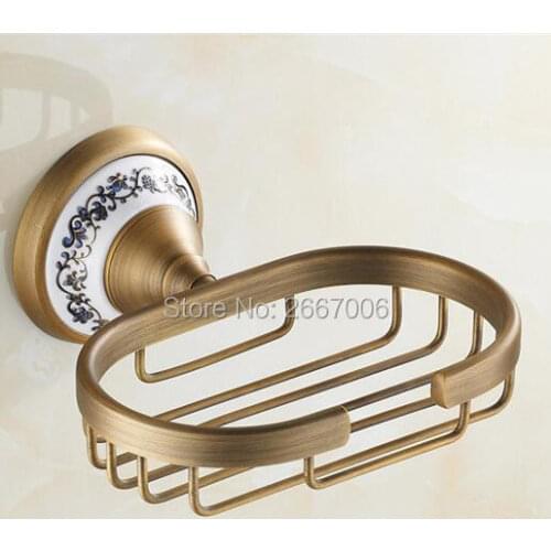GIZERO Bathroom Accessories Antique Soap Dish Copper Brass Soap Holder Basket Wall Mounted ZR2603
