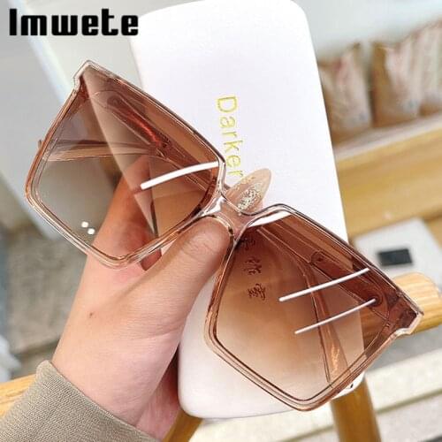 Imwete 2021 Square Sunglasses Women Men Vintage Oversized Sun Glasses Shades Female Luxury Gradient Outdoors Sunglasses UV400