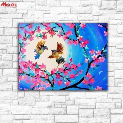 Art romantic Love birds Scenery painting Painting For Living Room Home Decoration Oil Painting On Canvas Wall Painting no fram