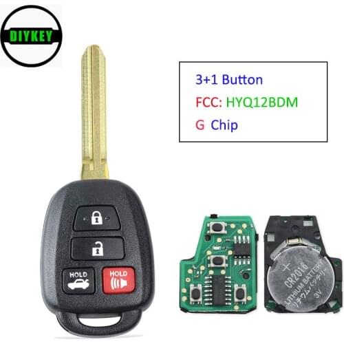 DIYKEY Remote Car Key 3+1 Button With G Chip for Toyota Camry 2012 2013 2014 FCC ID: HYQ12BDM