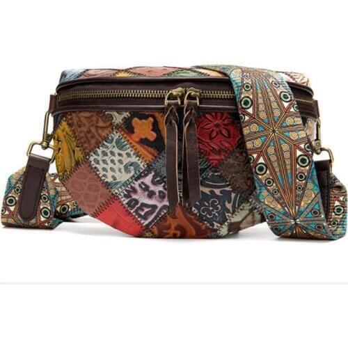 New Fashion Bohemia Waist Bag for Women Genuine Leather Waist Packs Female Cowhide Crossbody Bag Womens Fanny Shoulder Bag