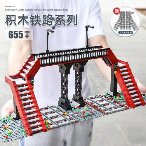 MOULD KING 12008 World Railway The MOC Railroad crossing sets Model Bricks Building Blocks Toys Presents For Children
