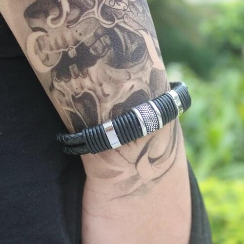 TYO Handmade Genuine Leather Weaved Double Layer Man Bracelets Casual/Sporty Bicycle Motorcycle Delicate Cool Men Jewelry