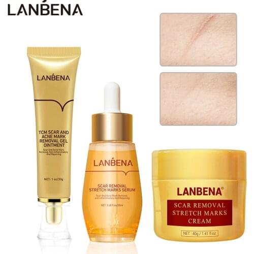 LANBENA Acne Scar Treatment Sets Skin Repair Cream Scar Stretch Remove Serum Whitening Deep Moisturizing Essence Skin Care Set