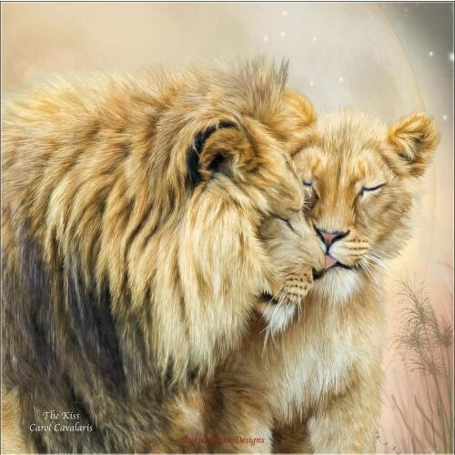 Embroidery Counted Cross Stitch Kits Needlework - Crafts 14 ct DMC Color DIY Arts Handmade Home Decor - Lion Kiss