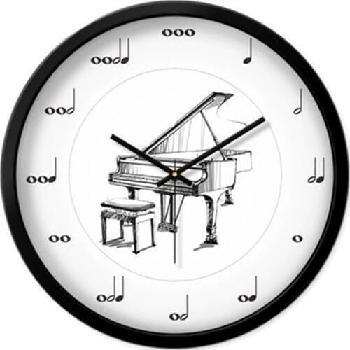 Piano Wall Clock Modern Design Metal Wall Clock Silent Wall Watch Mechanism Clock Loft Gift Ideas Relogio Parede Decoration 252
