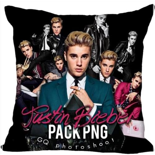 Custom Pillow Cases Justin Bieber Square Pillowcase Christmas Zippered Pillow Cover 40*40cm,45*45cm(One Side)