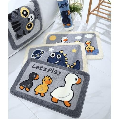 Cartoon Bathroom Bathroom Water Absorption Anti Slip Floor Mat Bedroom Childrens Room Carpet Cute Duckling Into The Door Pad